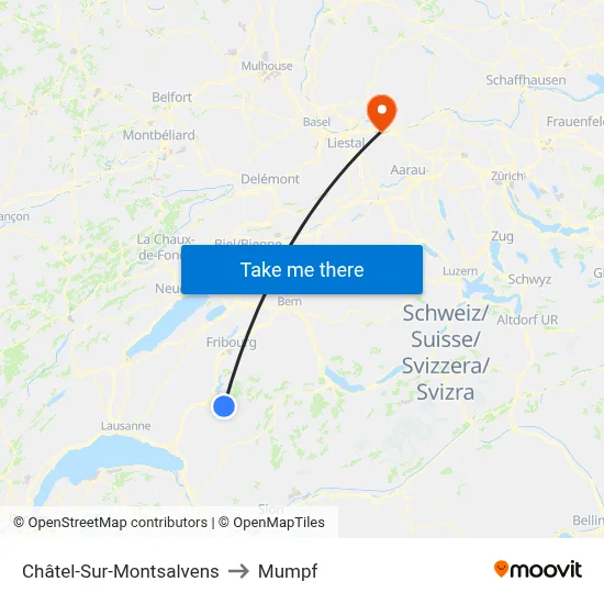 Châtel-Sur-Montsalvens to Mumpf map