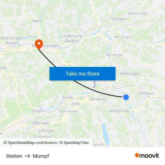 Stetten to Mumpf map