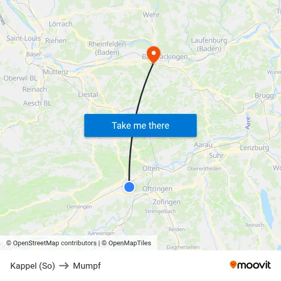 Kappel (So) to Mumpf map