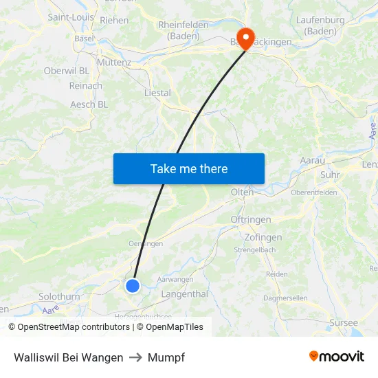 Walliswil Bei Wangen to Mumpf map