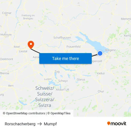 Rorschacherberg to Mumpf map