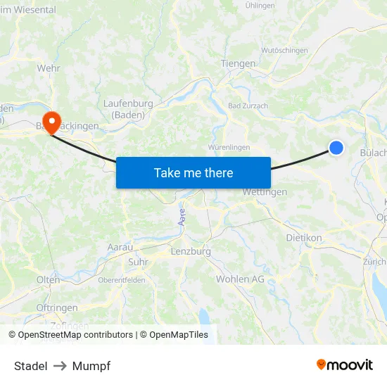 Stadel to Mumpf map