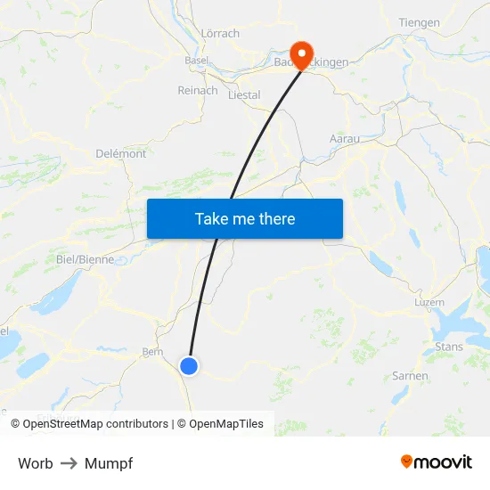 Worb to Mumpf map