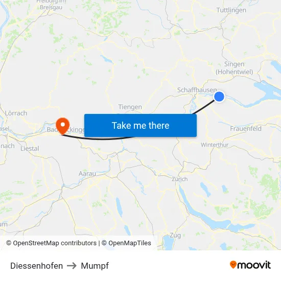 Diessenhofen to Mumpf map