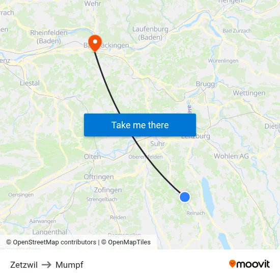 Zetzwil to Mumpf map
