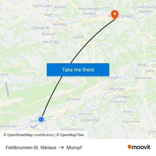Feldbrunnen-St. Niklaus to Mumpf map