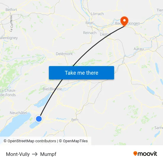 Mont-Vully to Mumpf map