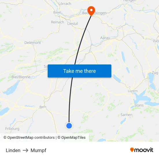 Linden to Mumpf map