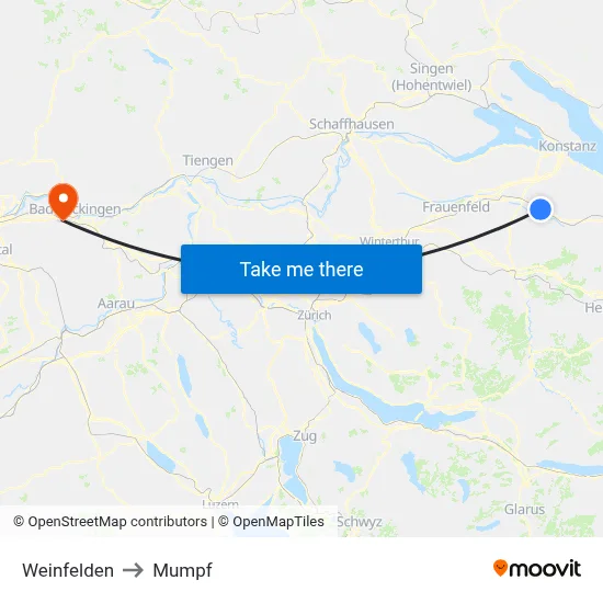 Weinfelden to Mumpf map