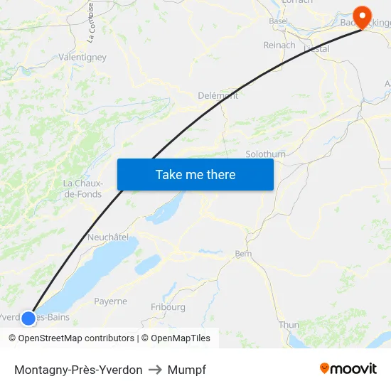 Montagny-Près-Yverdon to Mumpf map