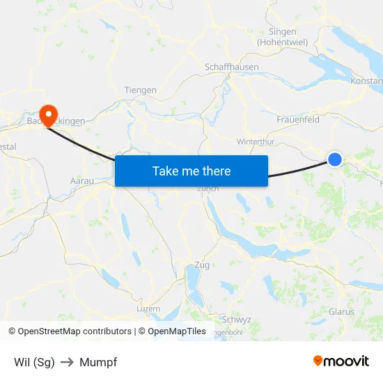 Wil (Sg) to Mumpf map