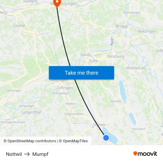 Nottwil to Mumpf map