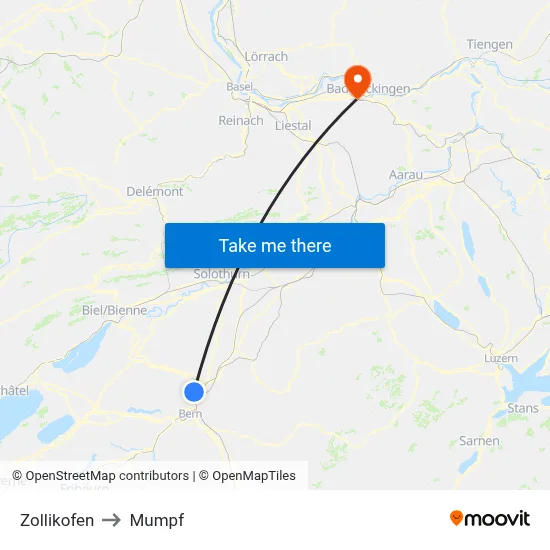 Zollikofen to Mumpf map