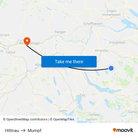 Hittnau to Mumpf map