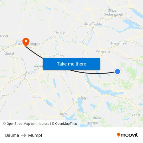 Bauma to Mumpf map