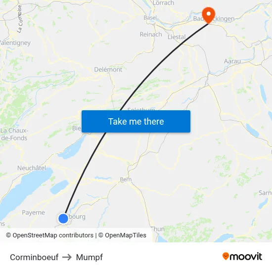 Corminboeuf to Mumpf map
