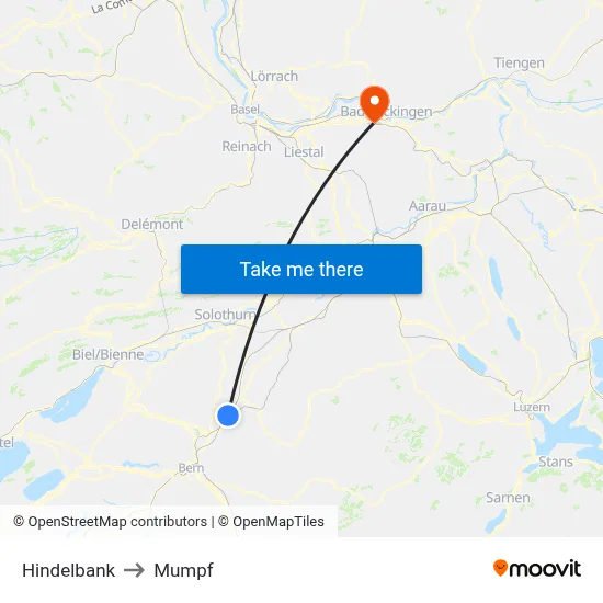 Hindelbank to Mumpf map