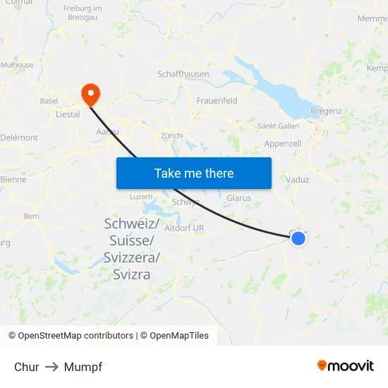 Chur to Mumpf map