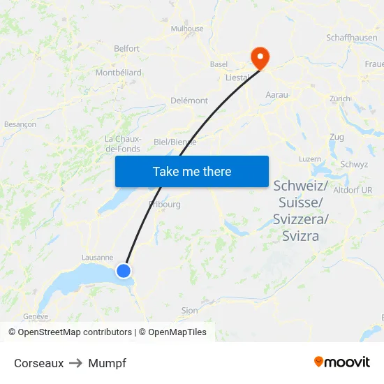 Corseaux to Mumpf map