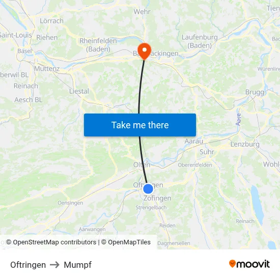 Oftringen to Mumpf map