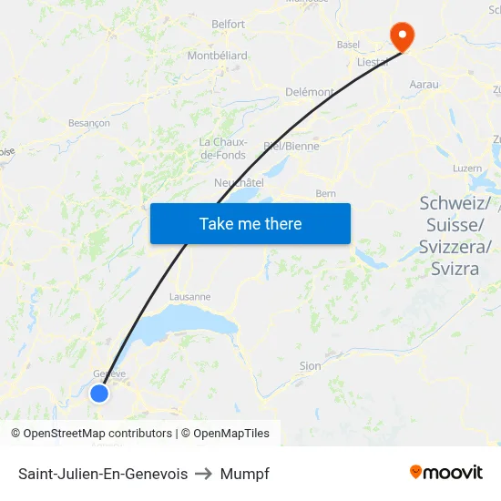 Saint-Julien-En-Genevois to Mumpf map