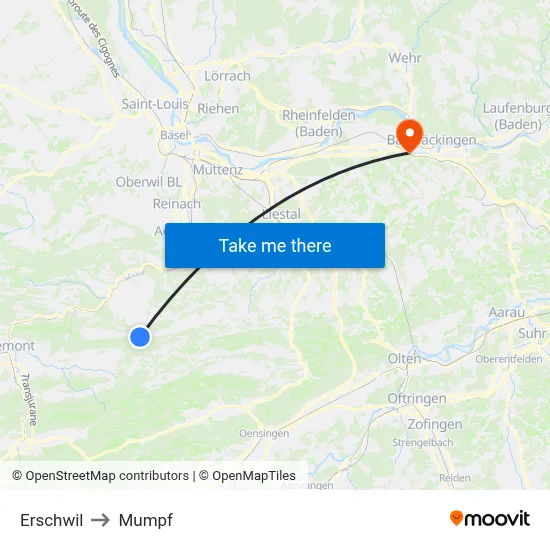 Erschwil to Mumpf map