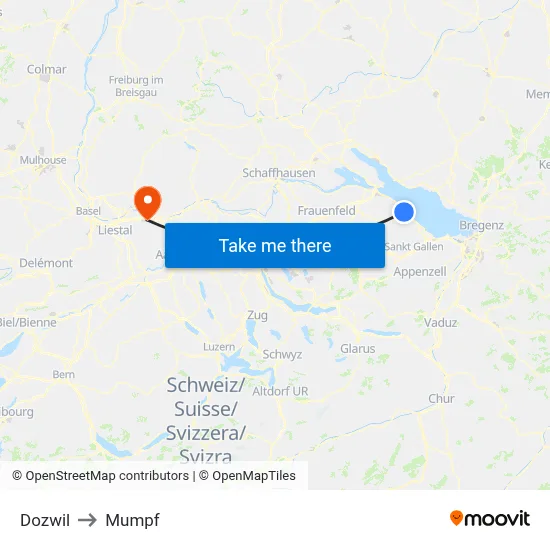 Dozwil to Mumpf map
