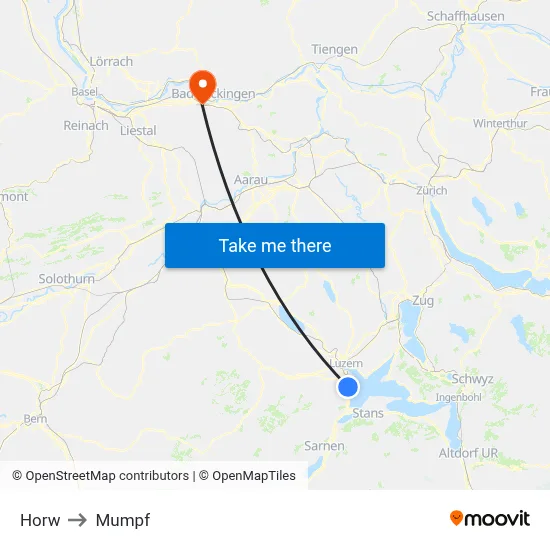 Horw to Mumpf map
