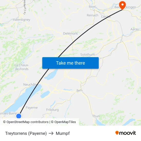 Treytorrens (Payerne) to Mumpf map