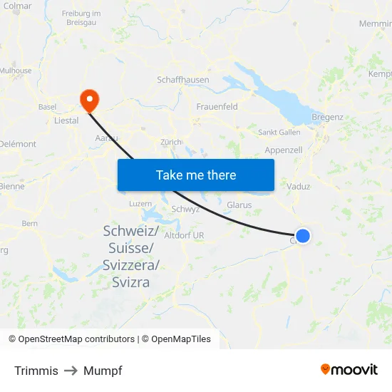 Trimmis to Mumpf map