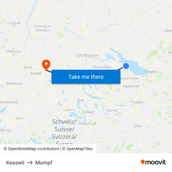 Kesswil to Mumpf map