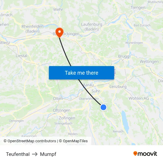 Teufenthal to Mumpf map