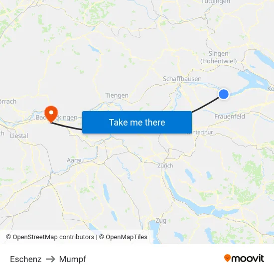 Eschenz to Mumpf map