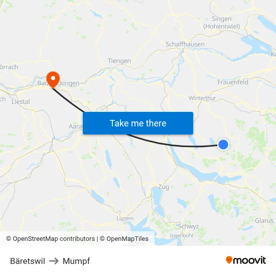 Bäretswil to Mumpf map