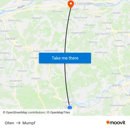 Olten to Mumpf map