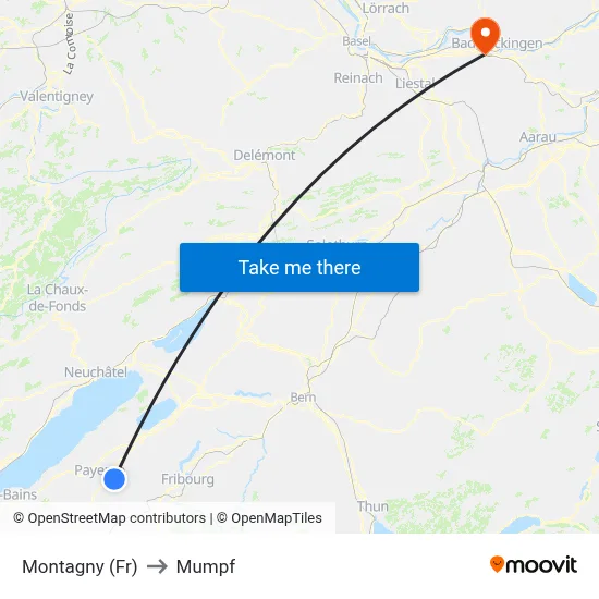 Montagny (Fr) to Mumpf map