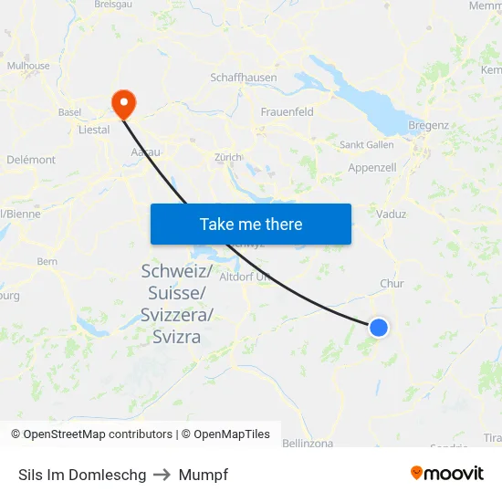 Sils Im Domleschg to Mumpf map