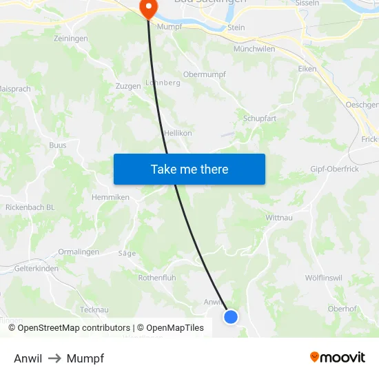 Anwil to Mumpf map