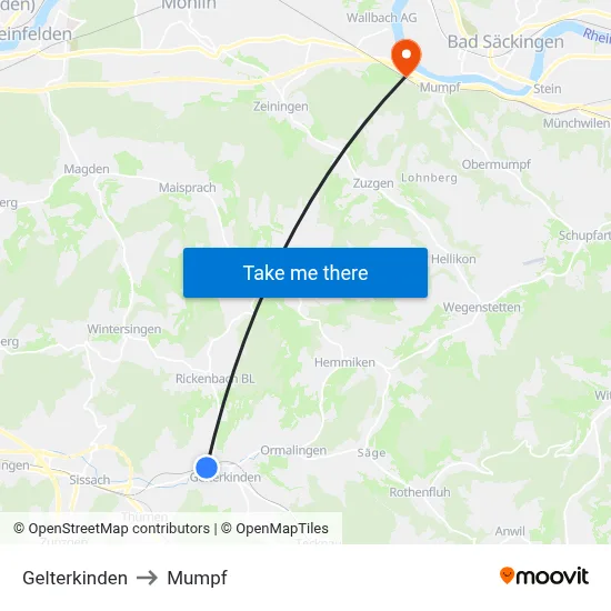 Gelterkinden to Mumpf map