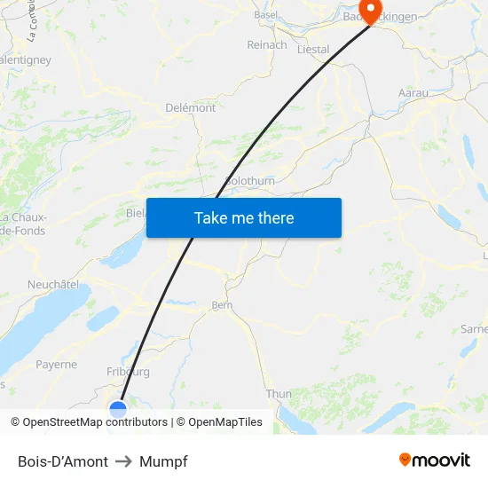 Bois-D’Amont to Mumpf map