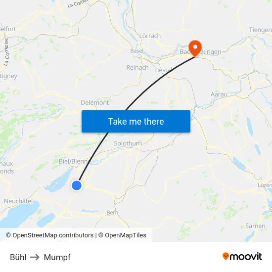 Bühl to Mumpf map