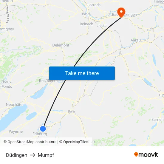 Düdingen to Mumpf map