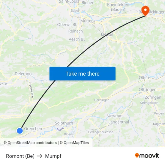 Romont (Be) to Mumpf map