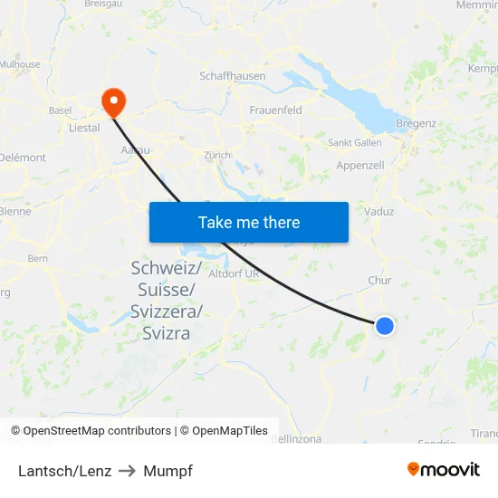 Lantsch/Lenz to Mumpf map