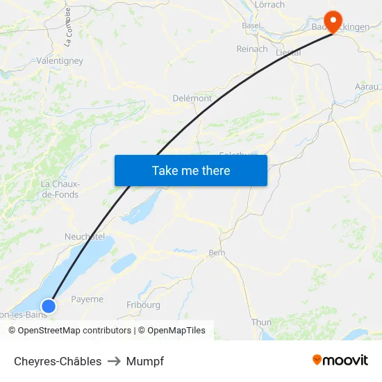 Cheyres-Châbles to Mumpf map
