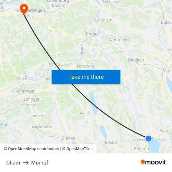 Cham to Mumpf map