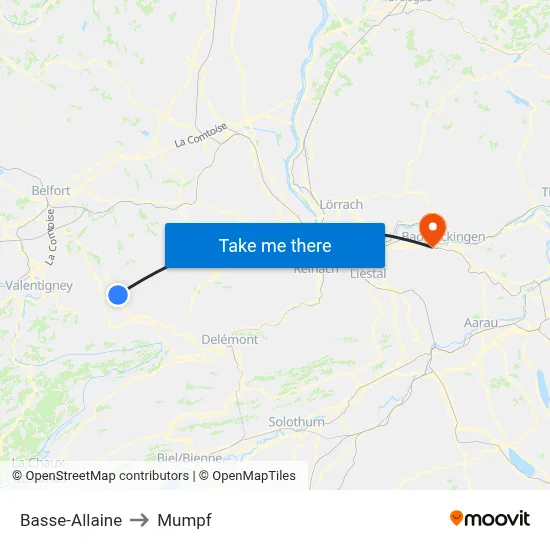 Basse-Allaine to Mumpf map