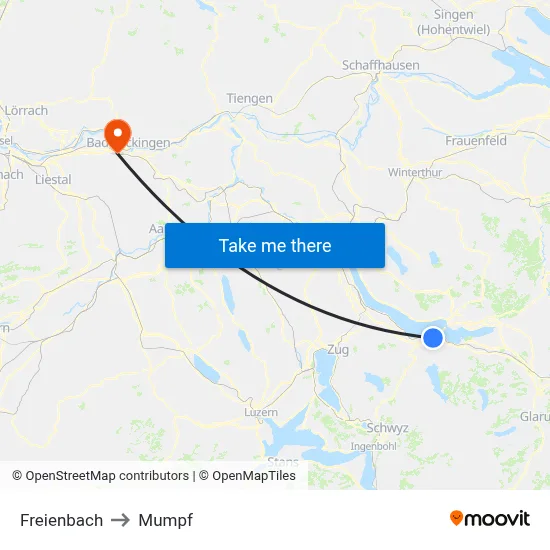 Freienbach to Mumpf map