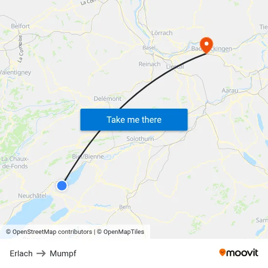 Erlach to Mumpf map