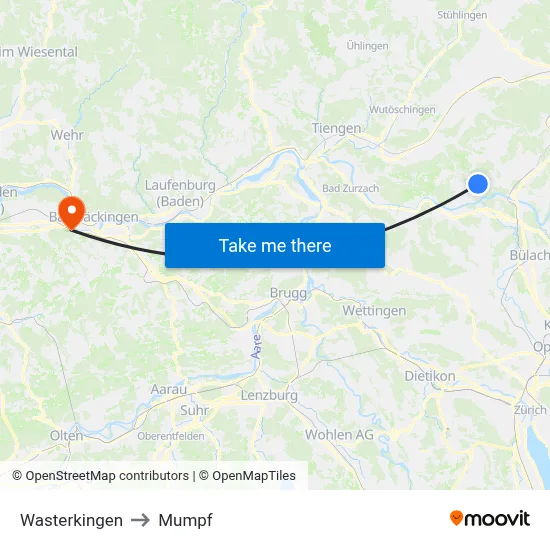 Wasterkingen to Mumpf map
